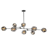Lustre industriel Spoutnik, E27 rétro suspension décorative en métal pour restaurant salon bar café plafonnier, avec branches réglables noir 8 lumière