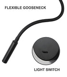 DAWALIGHT Lampe de Lecture Murale Col de cygne 400 mm clairage lot de 2 LED 3W 3000K Blanc chaud Murale de chevet avec Interrupteur pour chambre salon livres, Noir
