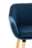 Tabouret De Bar Grant En Velours I Chaise Haute De Bar Et De Cuisine I Assise Et Dossier Rembourrés I Empiétement En Bois I, Couleur:bleu