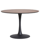 Tousmesmeubles Table de Repas Ronde Noyer/Noir Pied Central - Still - L 110 x l 110 x H 75 - Neuf