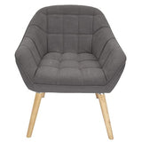 HOME DECO FACTORY HD7152 Assise Siege Fauteuil Salon Salle à Manger Pieds Contrastant, Gris Fonce-Bois, 74x75x70cm