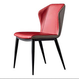 Chaise latérale de cuisine en cuir PU pour salon, cuisine, comptoir de salon, chaise ergonomique, pieds en métal en acier carbone robuste (couleur : rouge)
