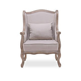 INTENSEDECO Fauteuil Bergère Theodore à Oreilles Style Louis XV Tissu Beige