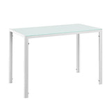 Table de Salle à Manger Design Meuble Minimaliste pour Cuisine Salon Plateau en Verre Pieds en Acier 105 x 60 x 75 cm Blanc