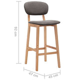 vidaXL 2X Tabourets de Bar Chaises de Comptoir Chaises de Bar Sièges de Comptoir Sièges de Bistro Tabourets de Pub Maison Intérieur Gris Clair Tissu