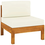vidaXL Canapé de Jardin 3 Places et Coussins Sofa de Terrasse Canapé d'Extérieur Sofa de Jardin Meuble de Terrasse Blanc Crème Bois d'Acacia