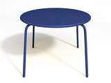 Vente-unique Salle à Manger de Jardin en métal - Une Table D.110cm et 4 chaises empilables - Bleu Nuit - MIRMANDE