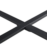 Table Basse pour Salon Table Ronde Design Plateau en Panneau de Particules Pieds Croisés en Acier 80 x 45 cm Noir Effet Bois