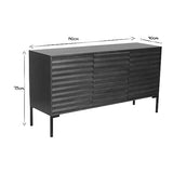 Miliboo Buffet en Bois foncé manguier Massif et métal Noir 3 Portes L140 cm Onda