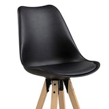 Marque Amazon - Movian Arendsee - Lot de 2 tabourets de bar, 55 x 48,5 x 111,5 cm (longueur x largeur x hauteur), Noir/ pieds en hévéa finition chêne huilé