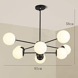 Or Spoutnik Lustre 8-lumières Millésime Métal Suspension Luminaire Avec Blanc Globe Verre Ombre Moderne Industriel Plafonnier Pour Salon Chambre-Noir. 8 lumière
