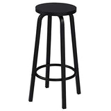WOLTU 2 X Tabourets de Bar Bistro Tabouret Assise Rond en MDF et métal,Noir BH237sz-2