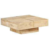vidaXL Table Basse Table d'Appoint Table de Canapé Meuble de Salon Bout de Canapé Salle de Séjour Maison Intérieur 80x80x28 cm Bois de Manguier Massif