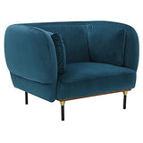 Fauteuil Velours Bleu Canard Isée Atmosphera - Bleu Canard