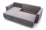 E- MEUBLES Canapé d'angle réversible en lit Convertible avec Coffre de Rangement 3/4 Places - en Tissu (Velours) - Salon & séjour - Design scandinave - Santos (Bleu Marine)