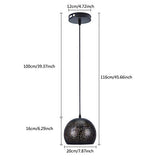 Asvert Suspension Luminaire Industrielle Lampe Suspendue Orientale Ajouré Noir Lustre Percé Abat-jour Métal Bol E27 Lampe de Plafond pour Maison Salon Restaurent Loft Bar [Classe énergétique A++]