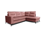 Robin Camel Canapé d'angle avec fonction de couchage, canapé avec tiroir pour literie, coussins dossier, canapé d'angle autoportant en L, coussins de dossier amovibles, canapé rembourré (rose sale)