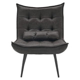 MCombo 4779 Fauteuil de détente moderne avec coussin taille pour salon, rétro vintage et rétro, lecture, rembourré, gris foncé, sans tabouret), Dunkelgrau, ohne Hocker, (6151-4779)