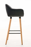 CLP Tabouret de Bar Grant Similicuir - Chaise Haute de Bar Confortable Design Scandinave - Tabouret de Bar Industriel avec Dossier et Accoudoir - Couleur: Noir