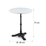blumfeldt Patras - Table de bistrot avec Bord décoratif, Table Haute avec Pied en Fonte, Table de Bar pour l'intérieur et l'extérieur, imperméable, résistante au Gel, Ø 60cm, Hauteur 71 cm, Blanc
