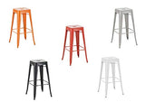 CLP Tabouret de Bar Joshua - Tabouret de Bar Industriel Empilable et Robuste - Repose-Pied Structure à 4 Pieds - Hauteur Siège 77 cm - Couleurs, Couleurs:Blanc
