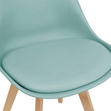 [en.casa] Lot de 2 Chaises de Salle à Manger Scandinave Siège Cuisine Plastique Similicuir Hêtre Menthe 81 x 49 x 57cm