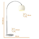 CCLIFE Lampe Lampadaire à arc salon courbée - Lampe arceau moderne en chrome - Lampadaire sur pied marbre- Couleurs au choix: Blanc/Orange, Couleur:Blanc