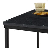 Stella Trading Samy Basse carrée Noir avec Structure en métal Table d'appoint Moderne avec Plateau en marbre de qualité supérieure, 60 x 46 x 60 cm