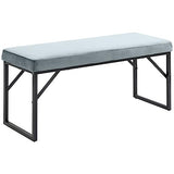HOMCOM Banc Bout de lit Banquette Banc en Tissu Velours Cadre en Acier - 100 x 35 x 47 cm - Bleu Clair