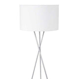 IDMarket - Lampadaire trépied métal chromé Abat-Jour Blanc