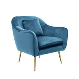Fauteuil de salon | Fauteuil moderne en velours | Fauteuil de relaxation pour chambre | Chaise longue et cocktail | Fauteuil de lecture confortable, fauteuil capitonné Ralph par JD Elegance, bleue