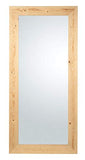 Miroir grand mural avec cadre en bois sapin Finition noyer clair naturale cm. 85x185, vertical et Horizontal. Made in Italy.