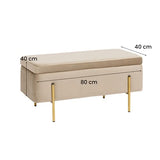 Baroni Home Home Coffre Pliant, Banc de Rangement, Pouf Repose-Pieds Velours Couleur Mesures 80X40X40 cm, Taupe