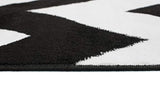 TAPISO Bali Tapis de Salon Chambre Ado Design Moderne Blanc Noir Géométrique Zigzag Poil Court Lisse 300 x 400 cm