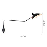 VOMI Applique Murale Industrielle Interieur RéTro Lampe Murale Avec Interrupteur Spots Muraux Orientable Bras RéGlable Extensible à Long Rotatif Abat-Jour E27 Lampe de Mur Avec Prise, Noir,95*40cm