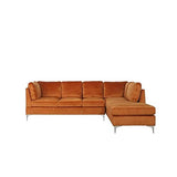 BHDesign ALVILDA- Canapé d'angle Moderne 5 Places - Tissu Velours - Coloris Orange