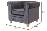 Zons Manhattan - Fauteuil en velours, couleur : Gris anthracite