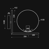 ZTTECH Applique Murale Boule en Verre Blanc, Globe en Verre Blanc avec Applique Murale à Base Noir pour Chevet (Noir)