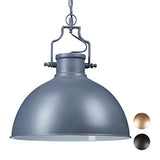 Relaxdays 10020870 Lampe à suspensions style industriel Shabby luminaire de plafond métal diamètre 40,5 cm LED, gris