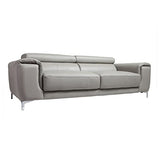 Miliboo canapé Cuir Design 3 Places avec têtières Relax Gris Nevada - Cuir de Buffle