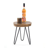 DESIGN DELIGHTS Table Basse en bois massif et métal Ø 34 cm, Hauteur 37 cm