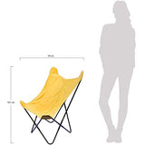 Home Deco Factory HD6004 Fauteuil Papillon Velours réversible tissu Jaune Structure métal H101 x 74 x 79 cm