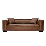 Miliboo Canapé Vintage 3 Places Cuir Marron et Bois Noir Cobain