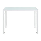 Table de Salle à Manger Design Meuble Minimaliste pour Cuisine Salon Plateau en Verre Pieds en Acier 105 x 60 x 75 cm Blanc