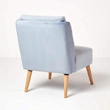 HOMESCAPES Fauteuil Velours, Fauteuil Scandinave en Tissu Betsy, Bleu Clair