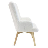 HOME DECO FACTORY Helsinki Imitation Fourrure Mobilier Assise Canape Fauteuil Confort Accoudoir Siege Salon Salle A Manger, Textile-Polyester, Blanc, 65 x 74 x 100