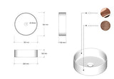 Starbath Plus - Lavabo en céramique - Forme ronde - Couleur Cuivre - Dimensions 35 x 35 x 12 cm - Idéal pour les plans de travail dans la salle de bains et les meubles de toilettes