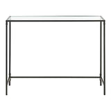 Table Console pour Salon Table d'Appoint Design Plateau en Verre Pieds en Acier 100 x 35 x 80 cm Noir