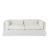 Tousmesmeubles Canapé 3 Places Tissu Blanc - WALCOURT - L 220 x l 90 x H 75 - Neuf