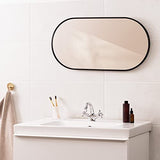 Navaris Miroir mural design - Miroir ovale 75 x 38 x 3cm avec cadre aluminium - Miroir mural entrée chambre salon suspension horizontale ou verticale